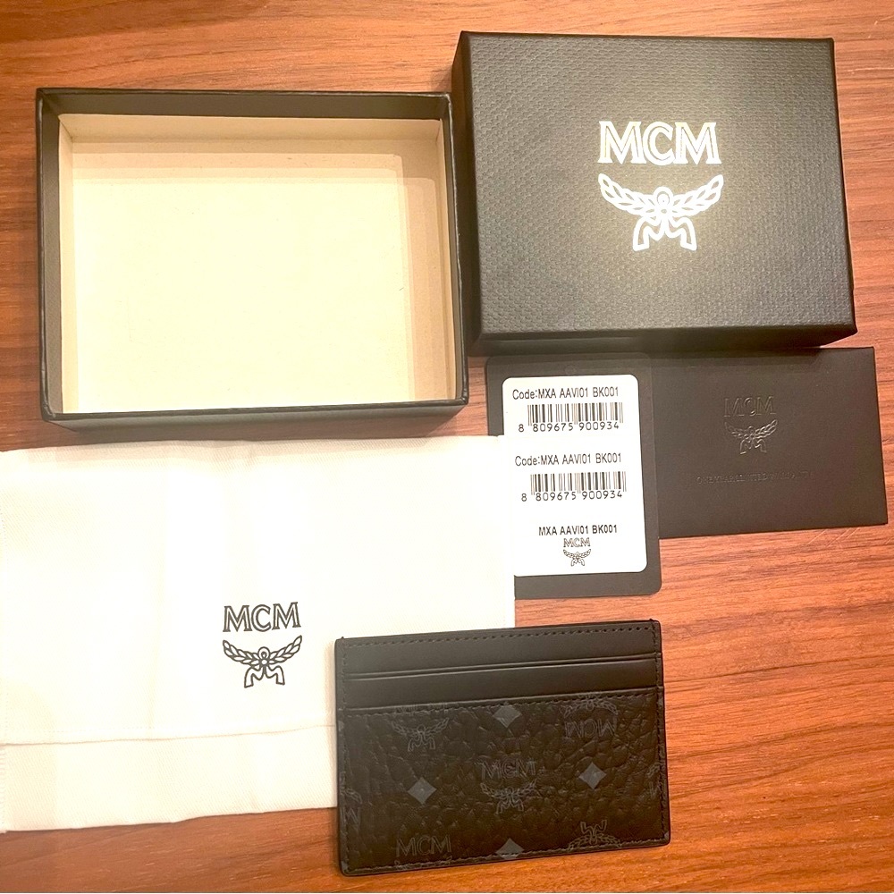 MCM Signature Visetose Mini Card Case Black